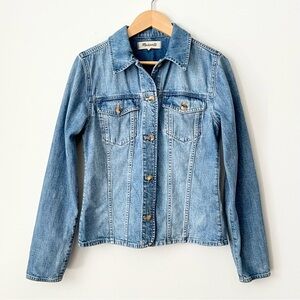 Madewell Women's Denim Jacket Shirt XS Slim Fit Blue Sanwald Preppy Classic